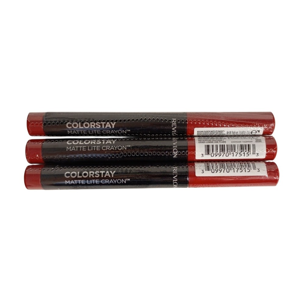 3 Revlon Colorstay Matte Lite Crayon For Lips‎ #009 RUFFLED FEATHERS - SEALED